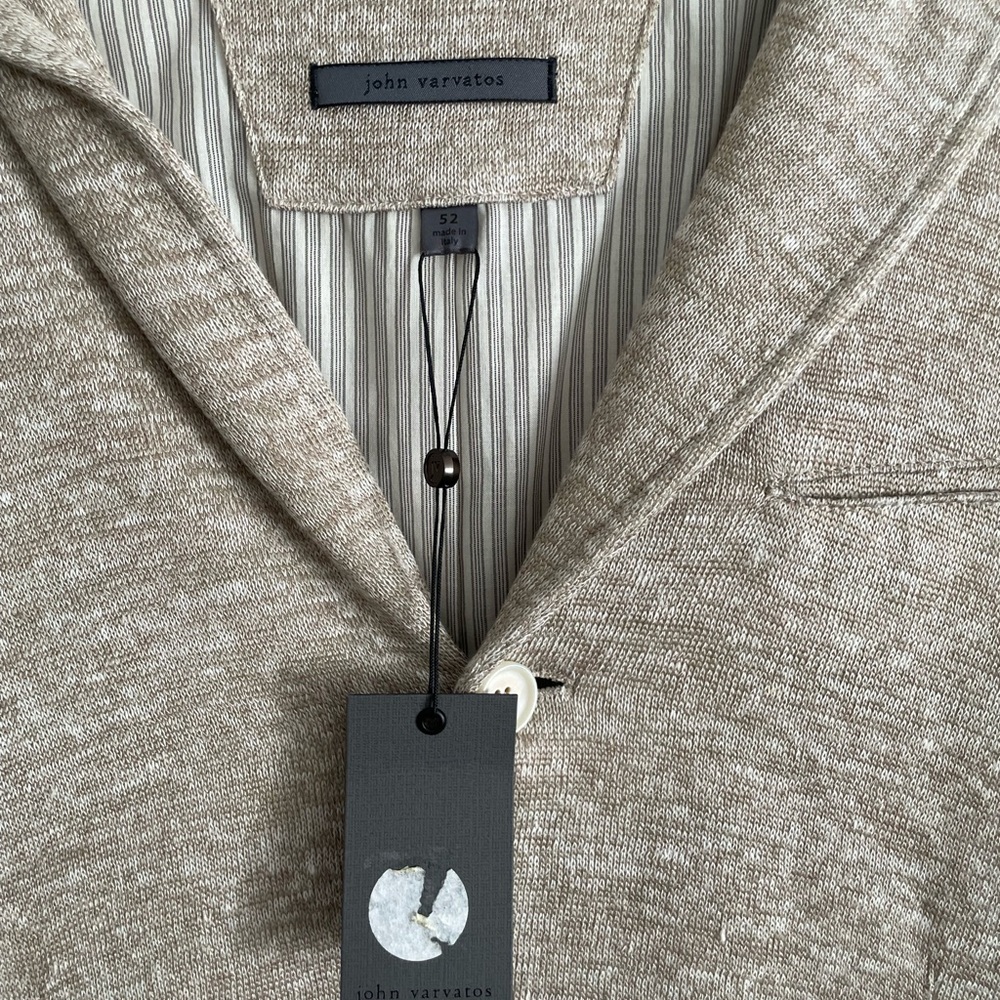 John Varvatos Men's Tan Cream Knit Cardigan Blazer